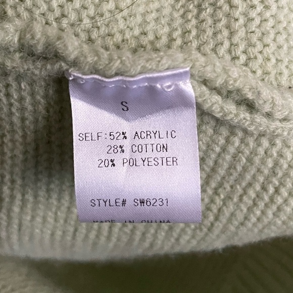 See And Be Seen Pearl Button Contrast Cardigan Sweater S Mint Green Cream - Picture 8 of 10